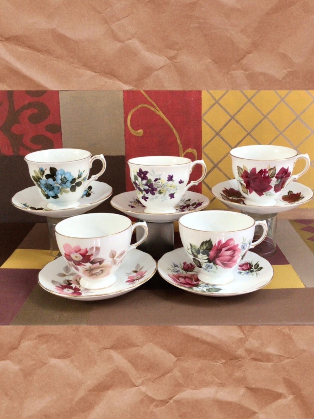 Lot Of Five Royal Vale Teacups And Saucers
